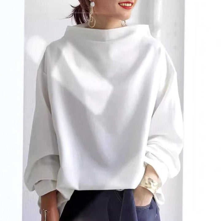 Women's Oversized High-Neck Soft Knit Turtleneck Sweater - White