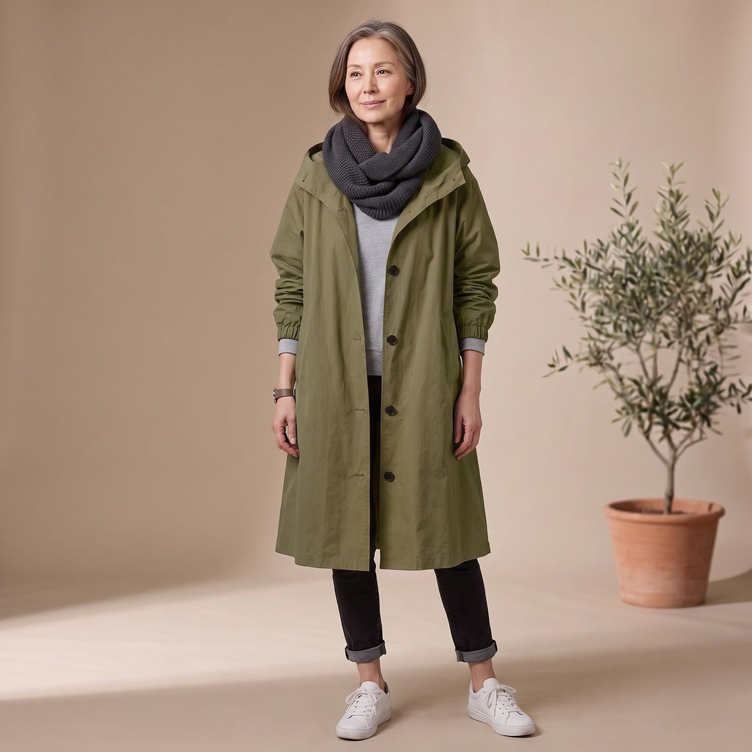 Women's Oversized Hooded A-Line Long Trench Coat