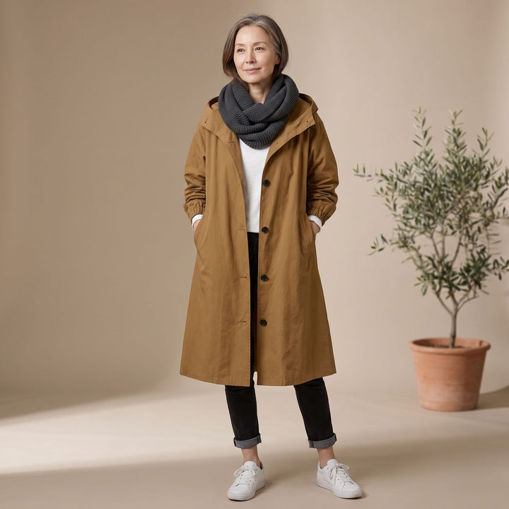 Women's Oversized Hooded A-Line Long Trench Coat