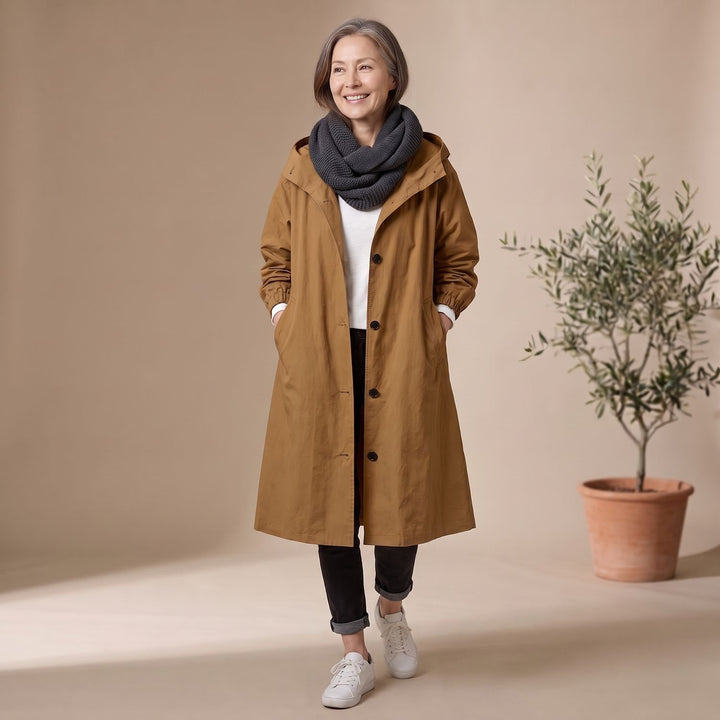 Women's Oversized Hooded A-Line Long Trench Coat