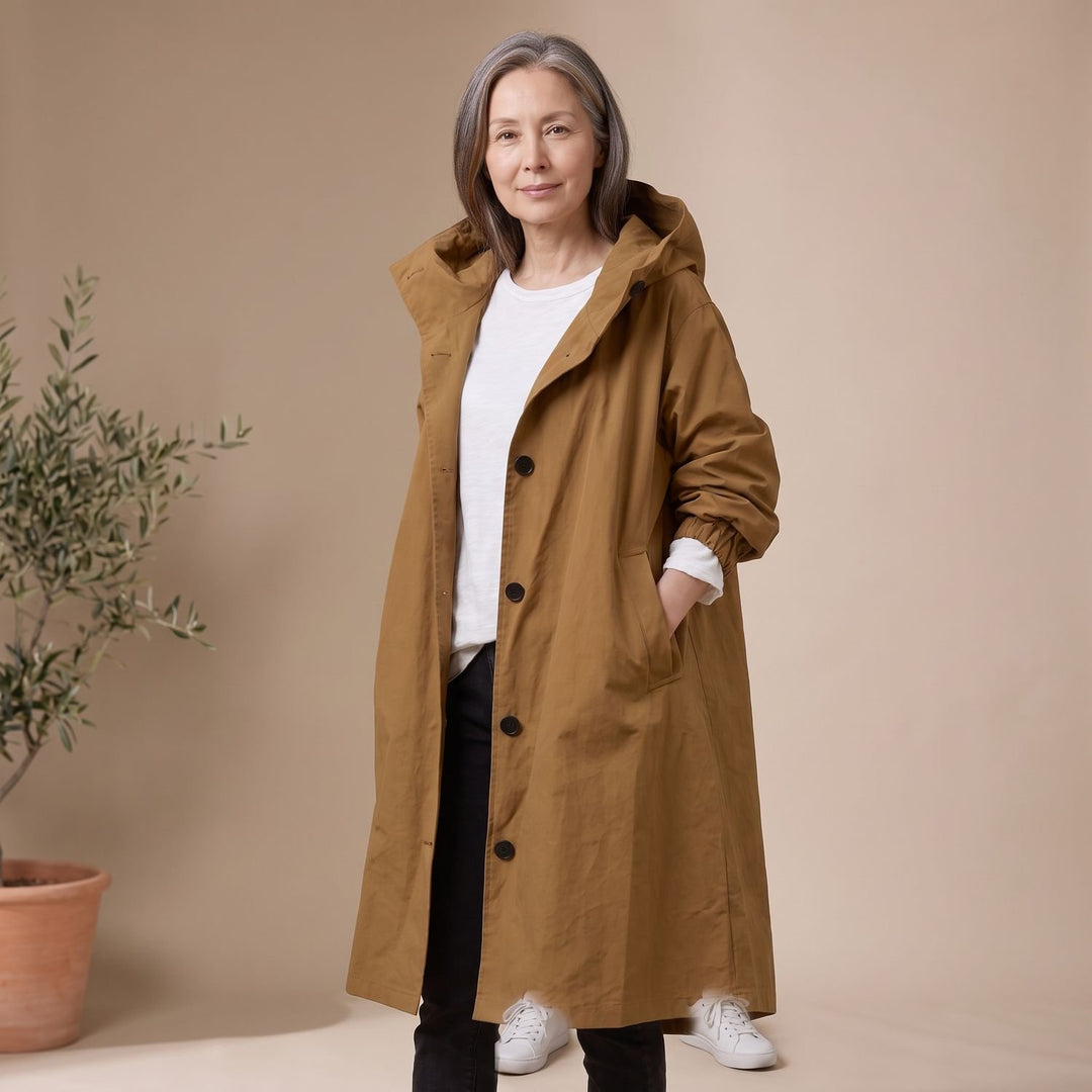 Women's Oversized Hooded A-Line Long Trench Coat