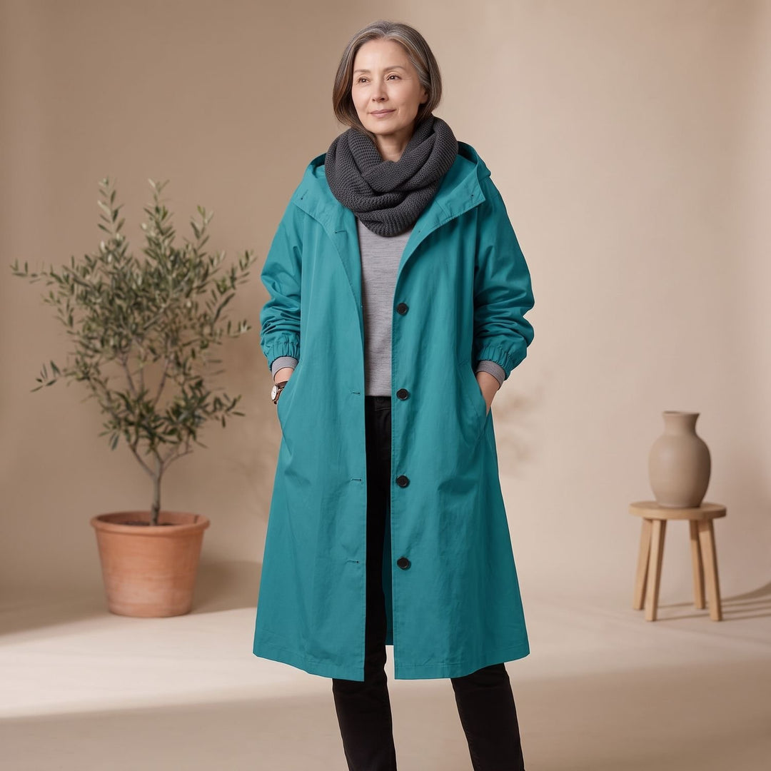 Women's Oversized Hooded A-Line Long Trench Coat