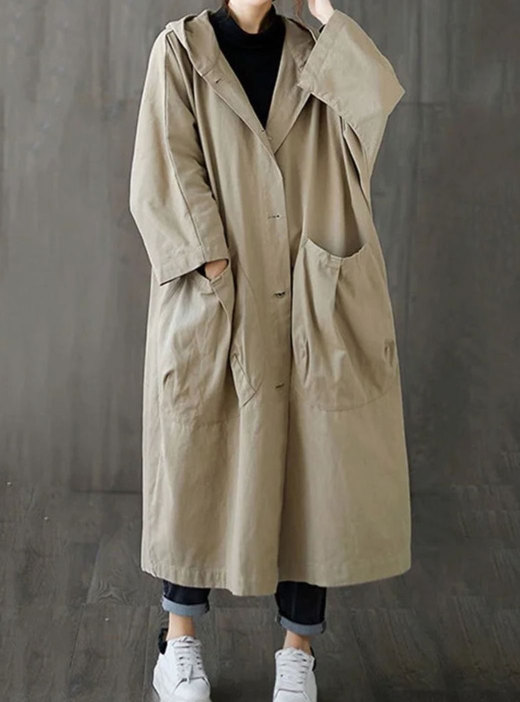 Women's Oversized Hooded Longline Casual Coat