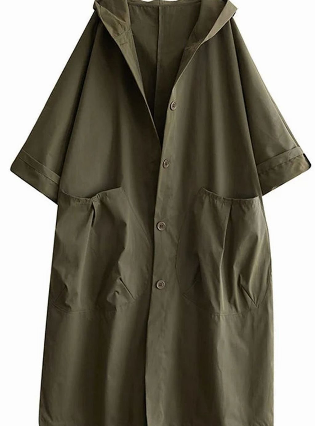 Women's Oversized Hooded Longline Casual Coat - Green