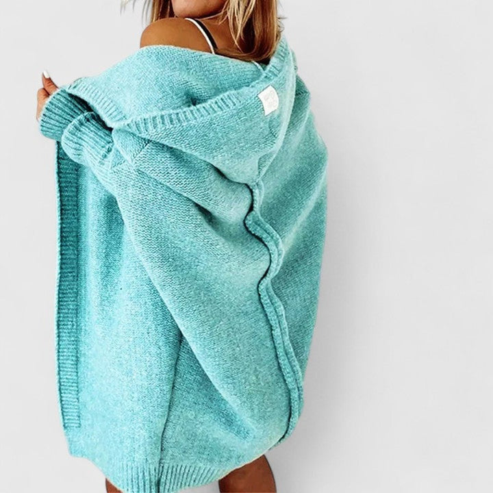 Women's Oversized Hooded Open-Front Knit Cardigan