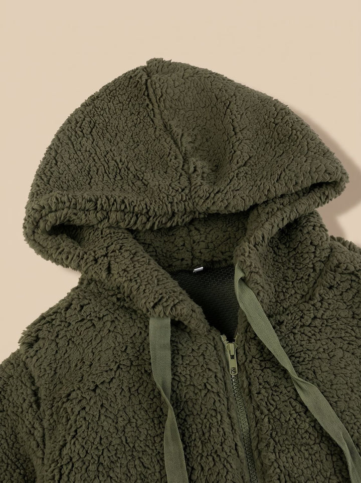 Women's Oversized Hooded Teddy Fleece Zip-Up Coat