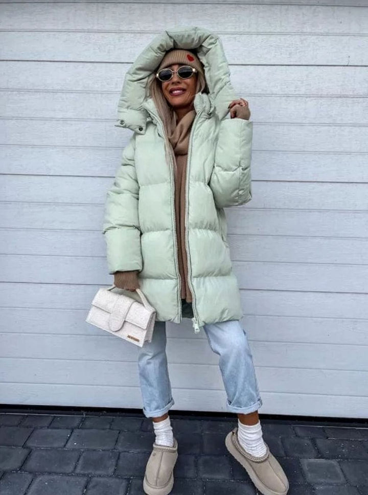 Women's Oversized Hooded Zip-Up Puffer Jacket