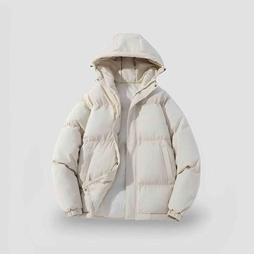 Women's Oversized Hooded Zip-Up Puffer Jacket - White