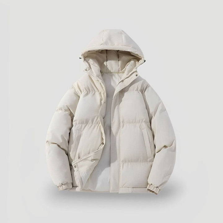 Women's Oversized Hooded Zip-Up Puffer Jacket - White