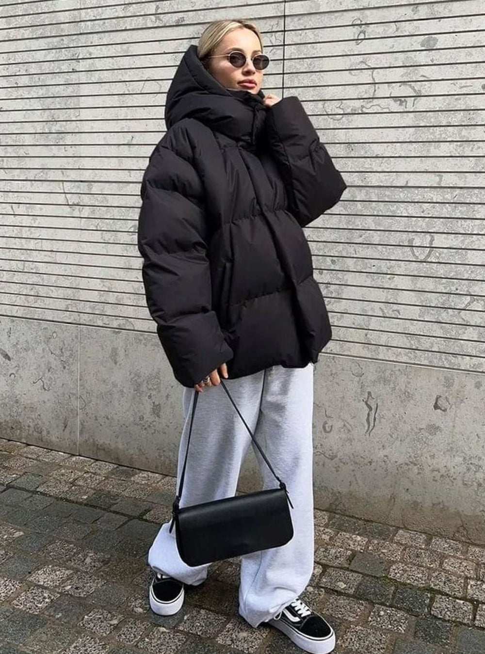 Women's Oversized Hooded Zip-Up Puffer Jacket