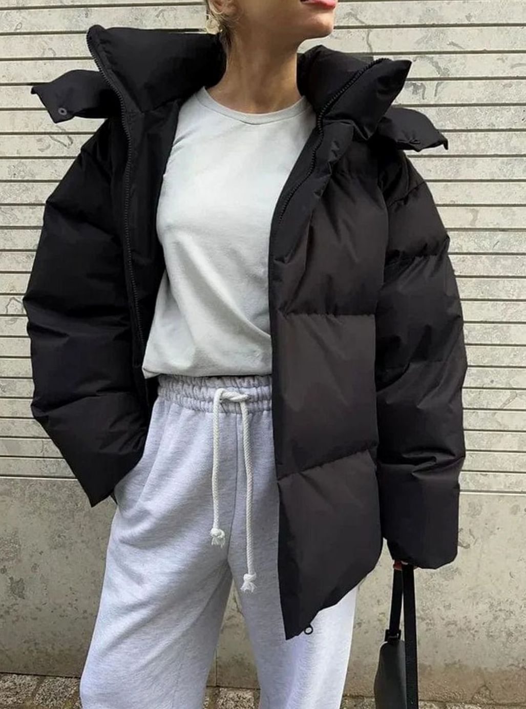 Women's Oversized Hooded Zip-Up Puffer Jacket