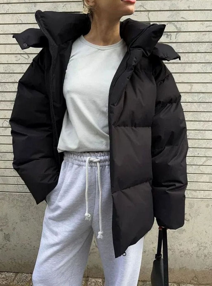 Women's Oversized Hooded Zip-Up Puffer Jacket