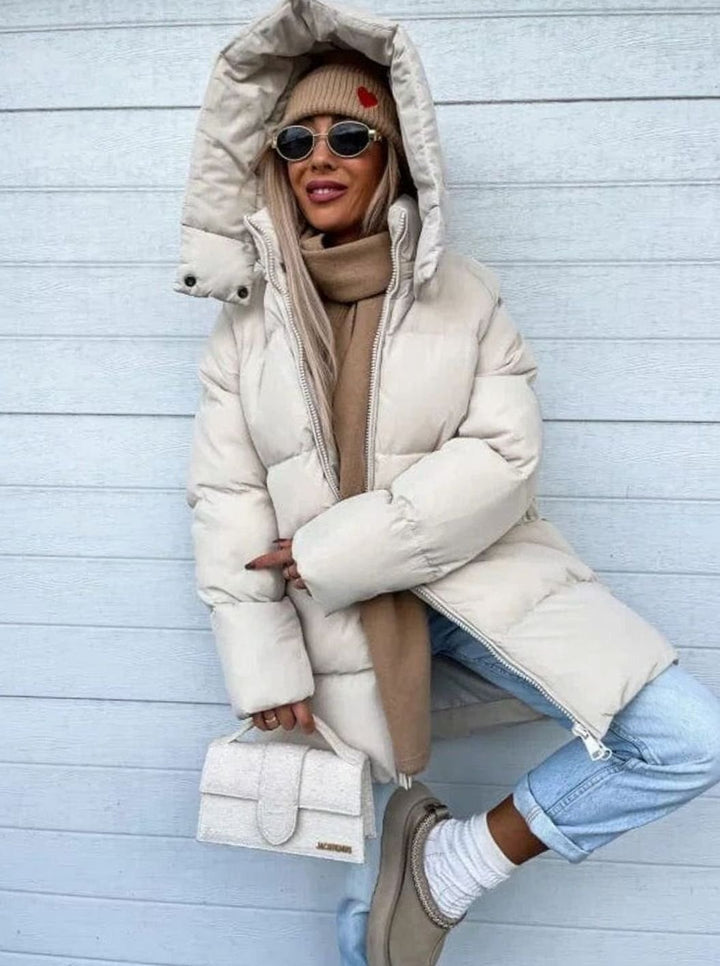 Women's Oversized Hooded Zip-Up Puffer Jacket