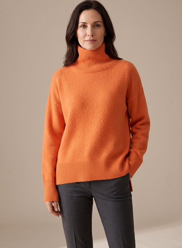 Women's Oversized Knit Turtleneck Pullover Sweater - Orange