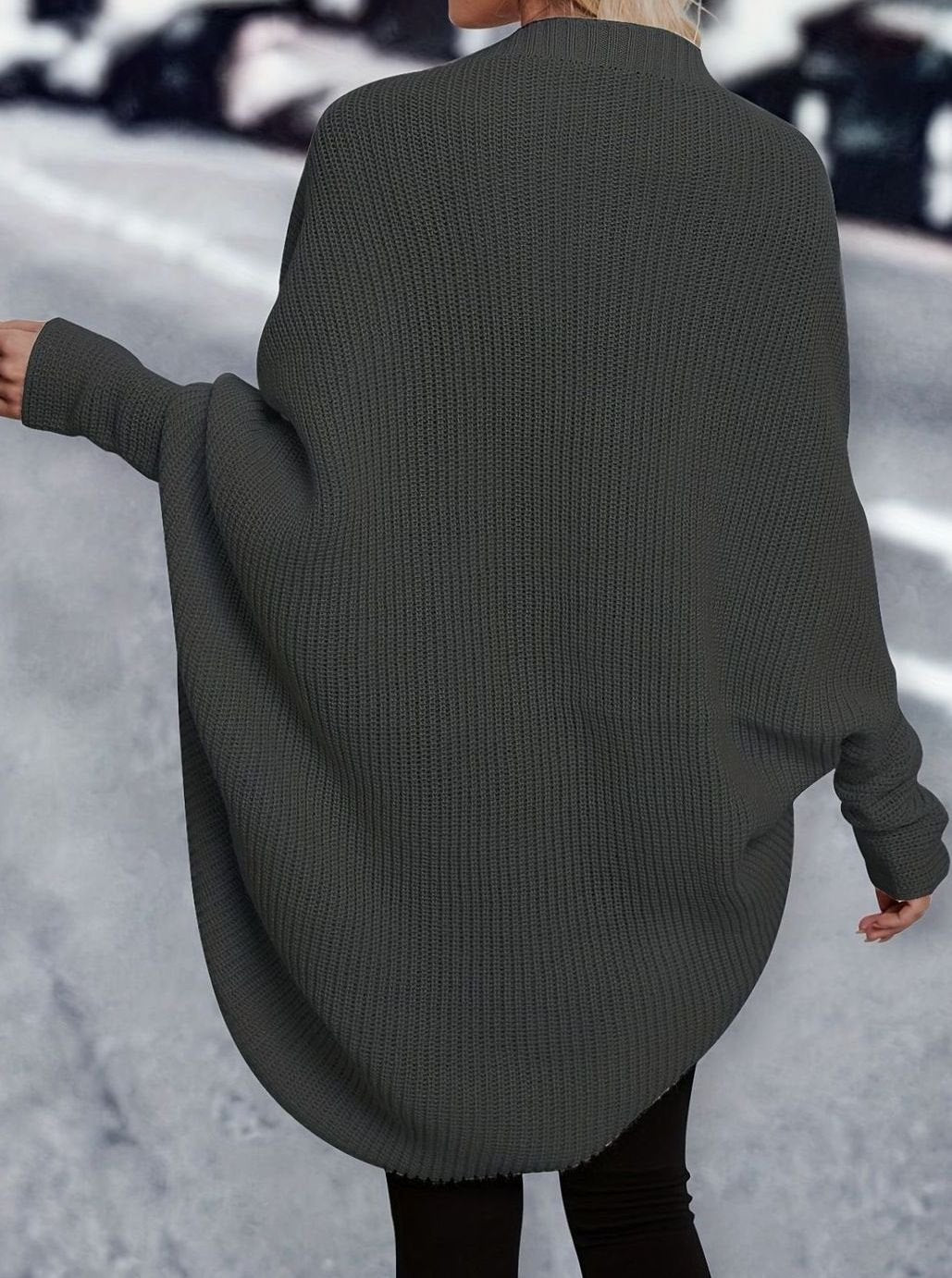 Women's Oversized Longline Open-Front Knit Cardigan
