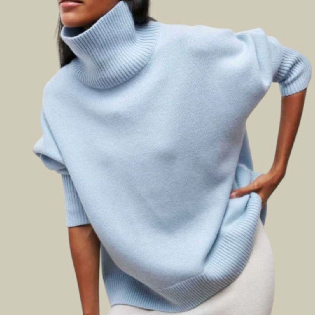 Women's Oversized Loose Fit Turtlenecks Cozy Knit Sweater - Blue