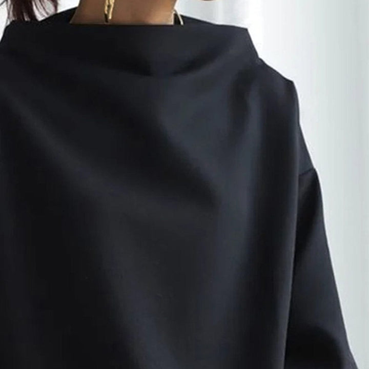 Women's Oversized Mock-Neck Knit Sweater Relaxed Pullover Top