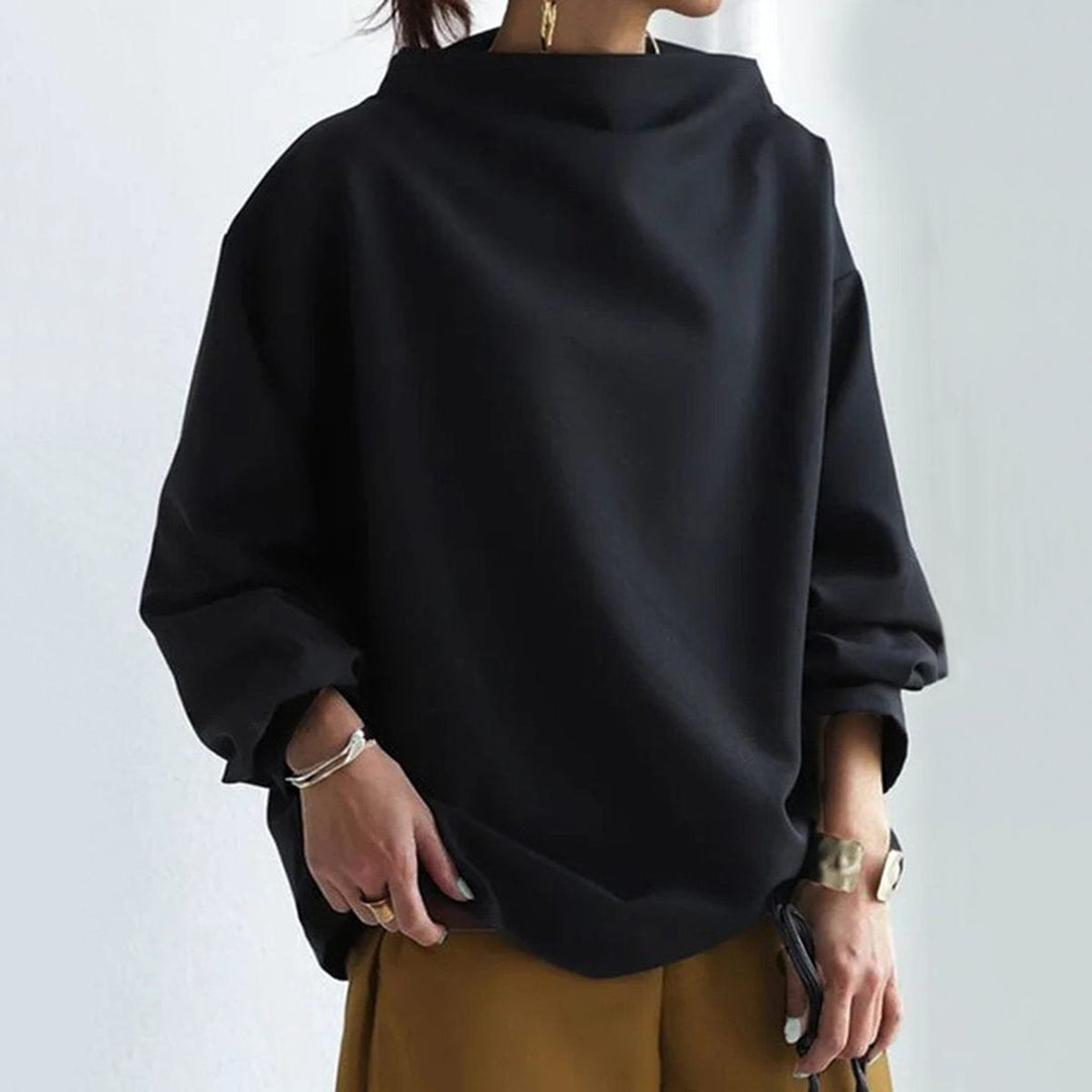 Women's Oversized Mock-Neck Knit Sweater Relaxed Pullover Top
