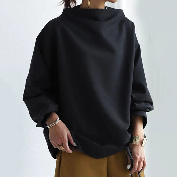 Women's Oversized Mock-Neck Knit Sweater Relaxed Pullover Top