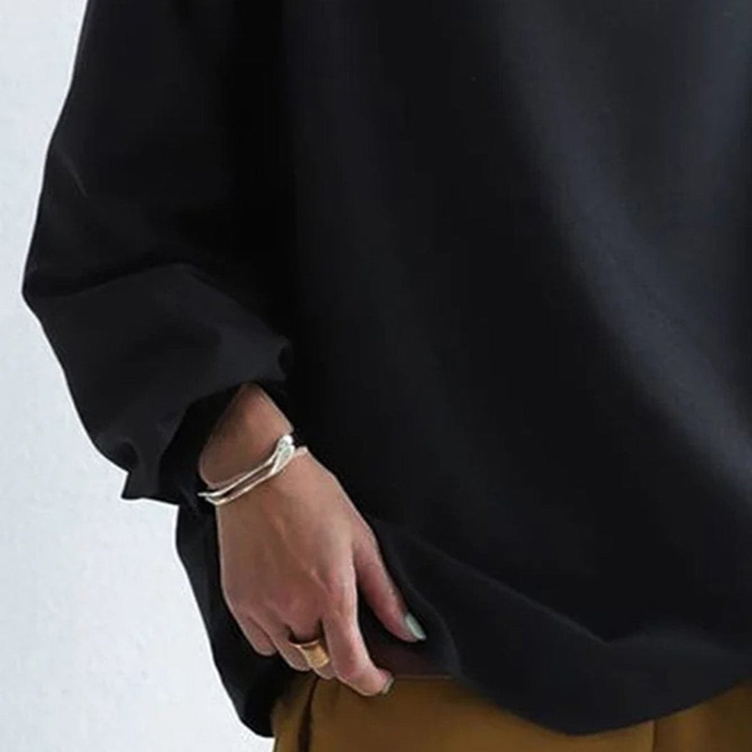 Women's Oversized Mock-Neck Knit Sweater Relaxed Pullover Top