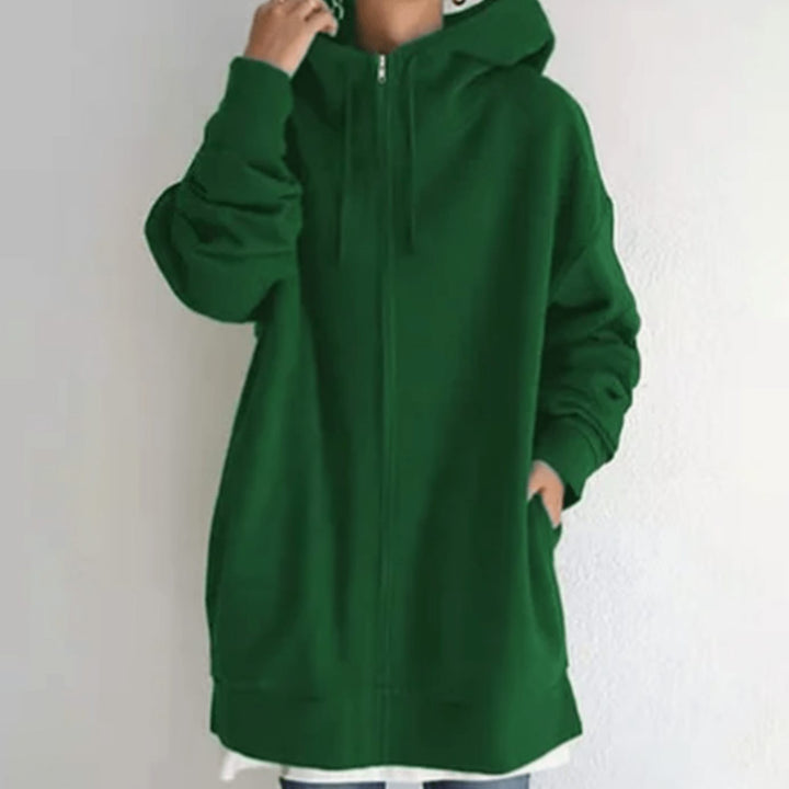 Women's Oversized Relaxed-Fit Full-Zip Hooded Sweatshirt - Green