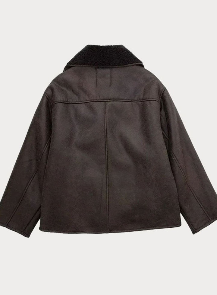Women's Oversized Sherpa-Lined Double-Breasted Jacket