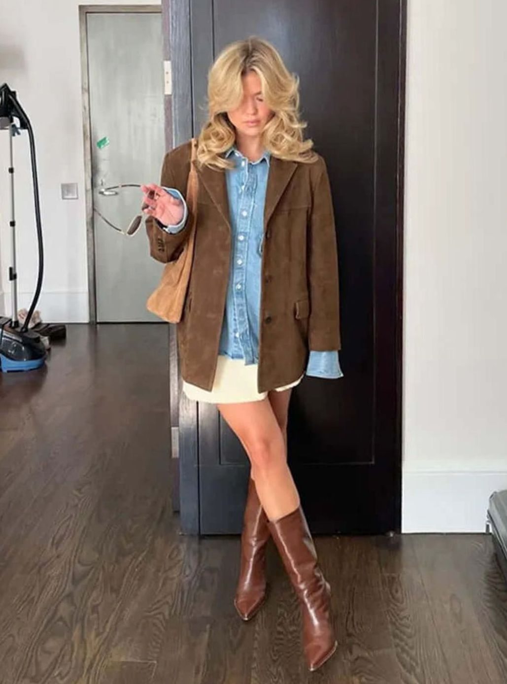 Women's Oversized Suede-Look Single-Button Blazer Jacket