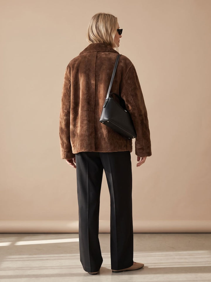 Women's Oversized Teddy Button-Front Patch Pocket Jacket