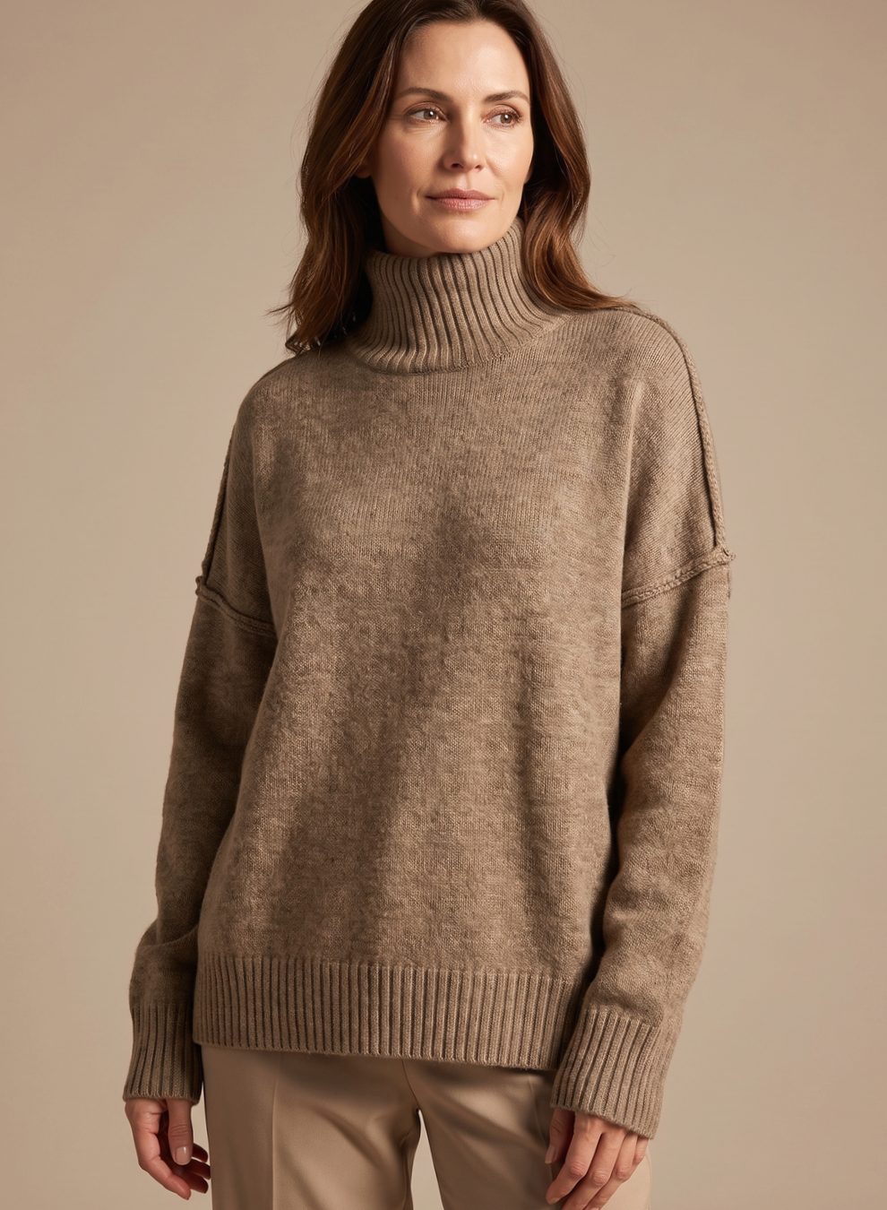 Women's Oversized Turtleneck Wide-Leg Knit Lounge Set