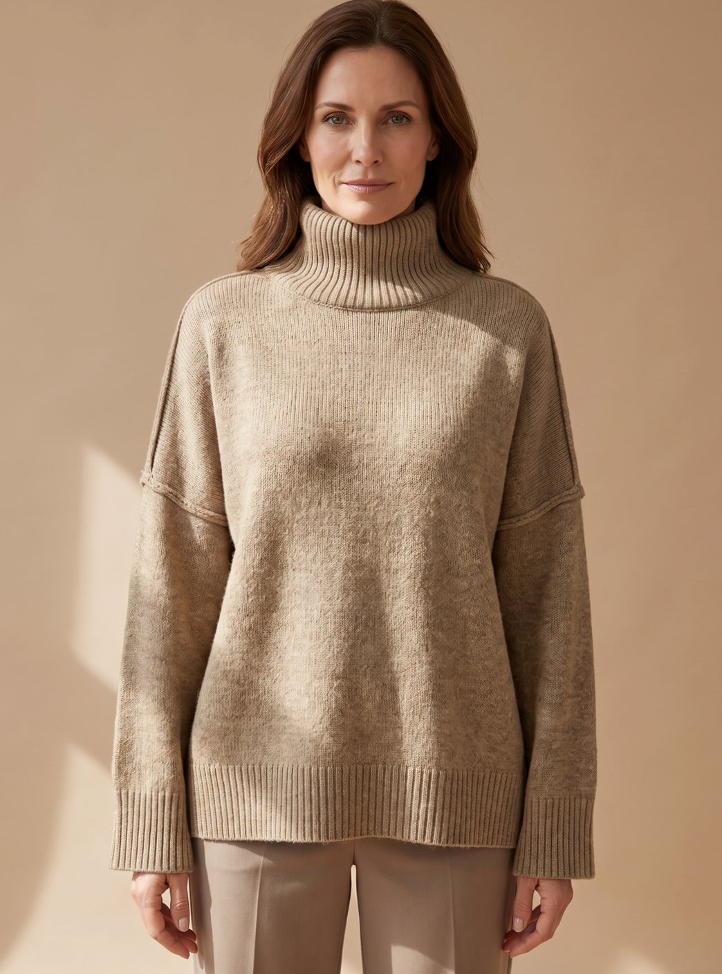 Women's Oversized Turtleneck Wide-Leg Knit Lounge Set