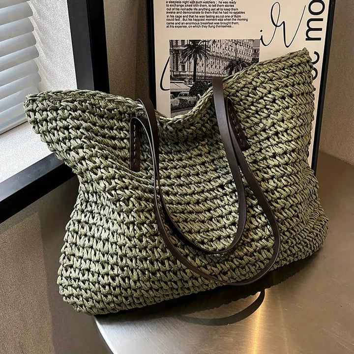 Women's Oversized Woven Straw Shoulder Tote Bag Bohemian Beach