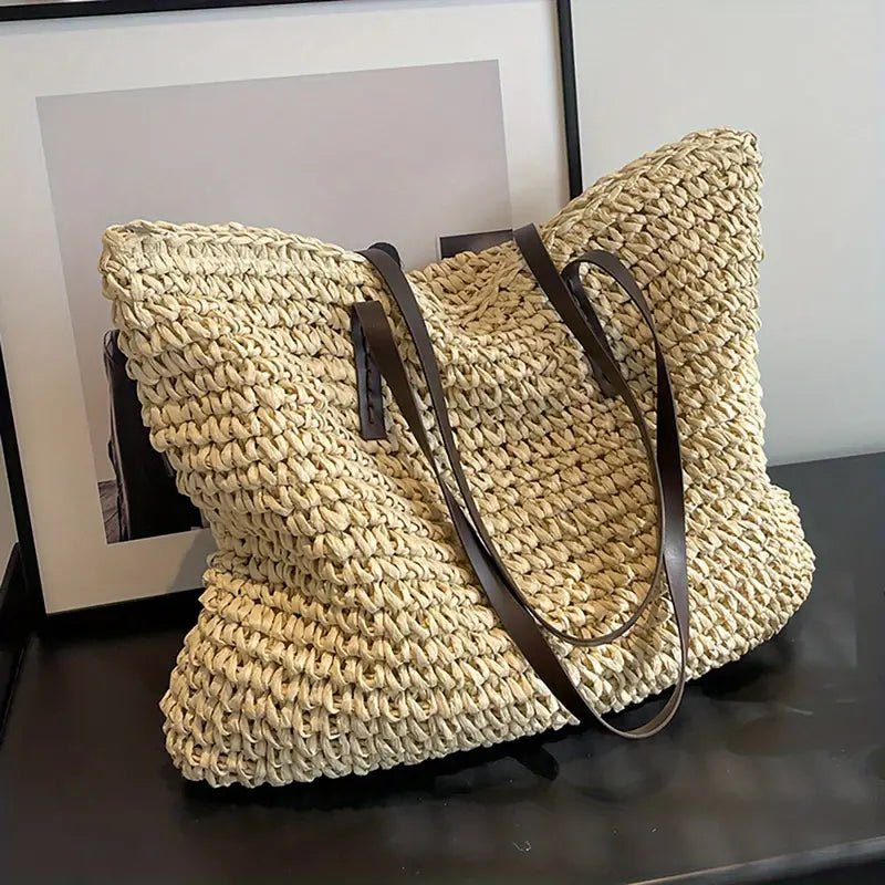Women's Oversized Woven Straw Shoulder Tote Bag Bohemian Beach