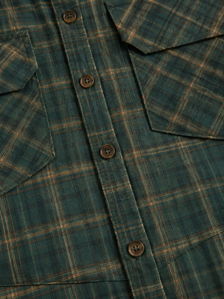 Women's Plaid Flannel Button-Down Formal Dresses Maxi Shirtdress