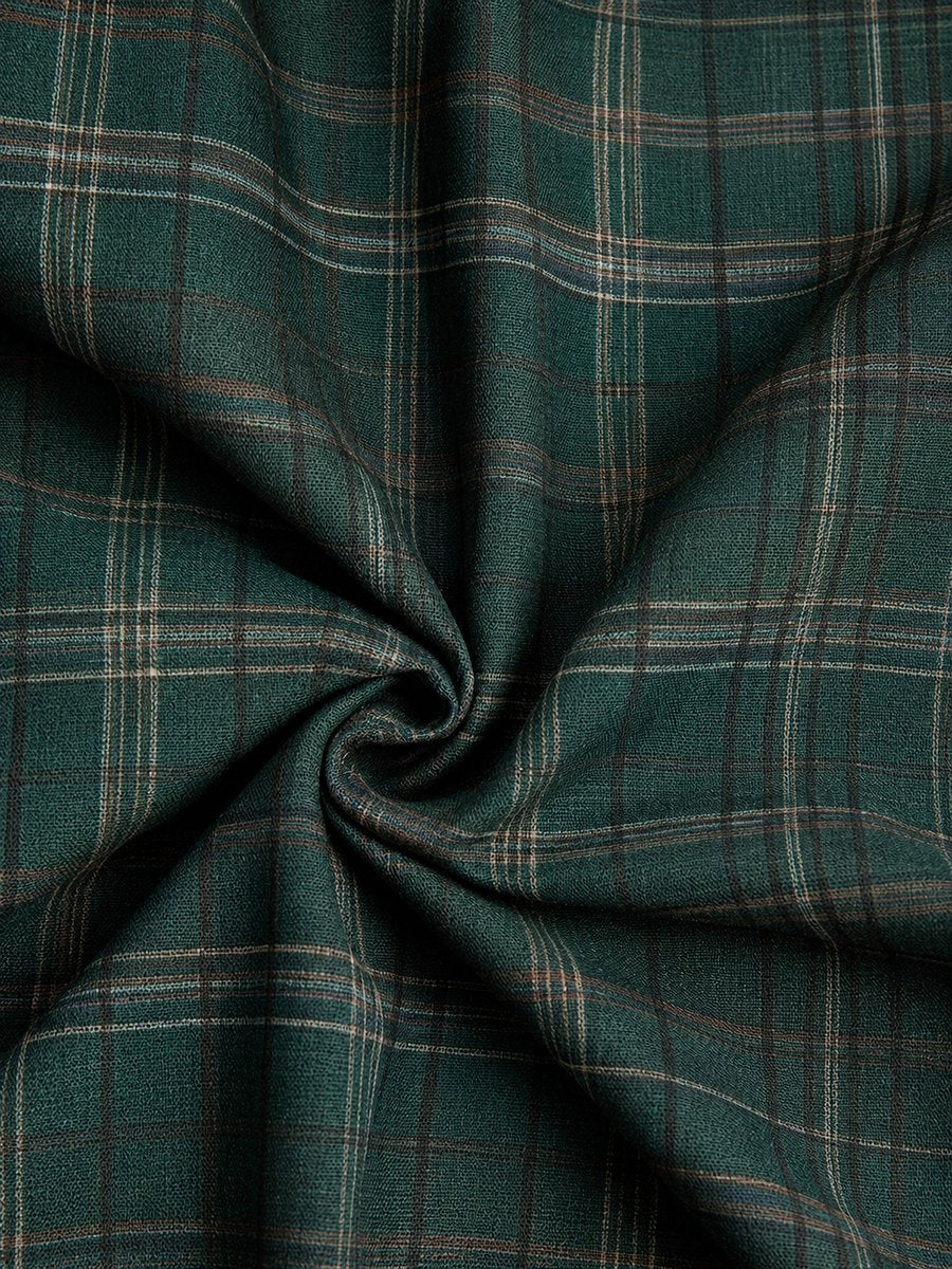 Women's Plaid Flannel Button-Down Formal Dresses Maxi Shirtdress