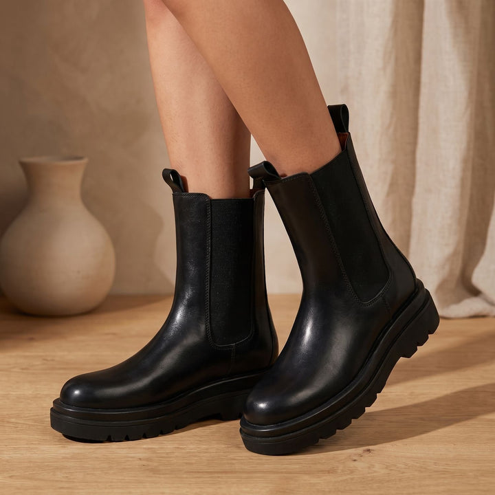 Women's Platform Chelsea Ankle Boots Chunky Lug Sole