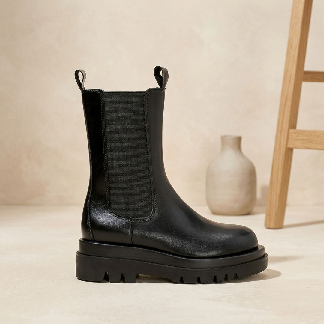 Women's Platform Chelsea Ankle Boots Chunky Lug Sole