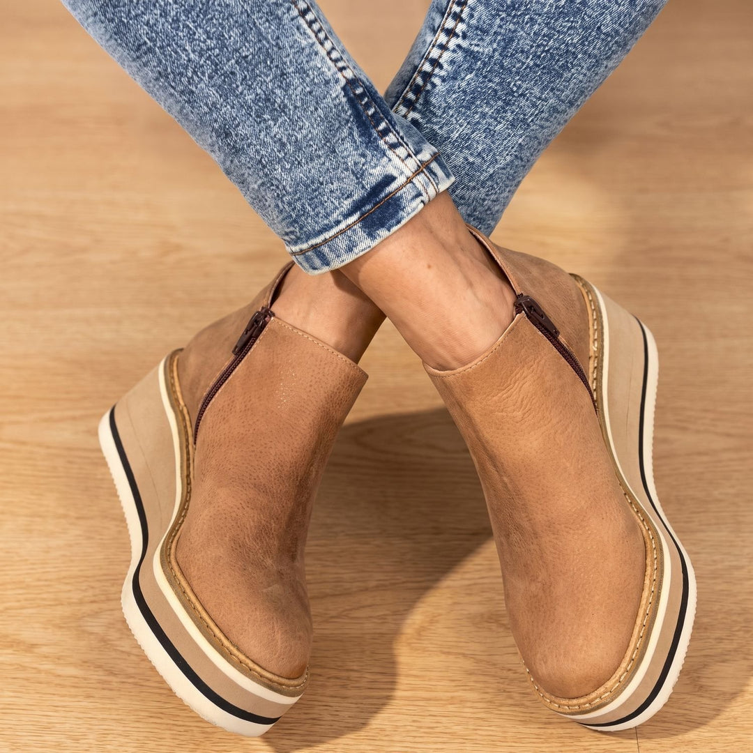 Women's Platform Wedge Side-Zip Ankle Boots