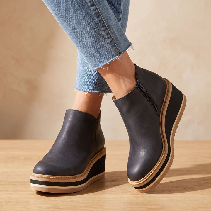Women's Platform Wedge Side-Zip Ankle Boots