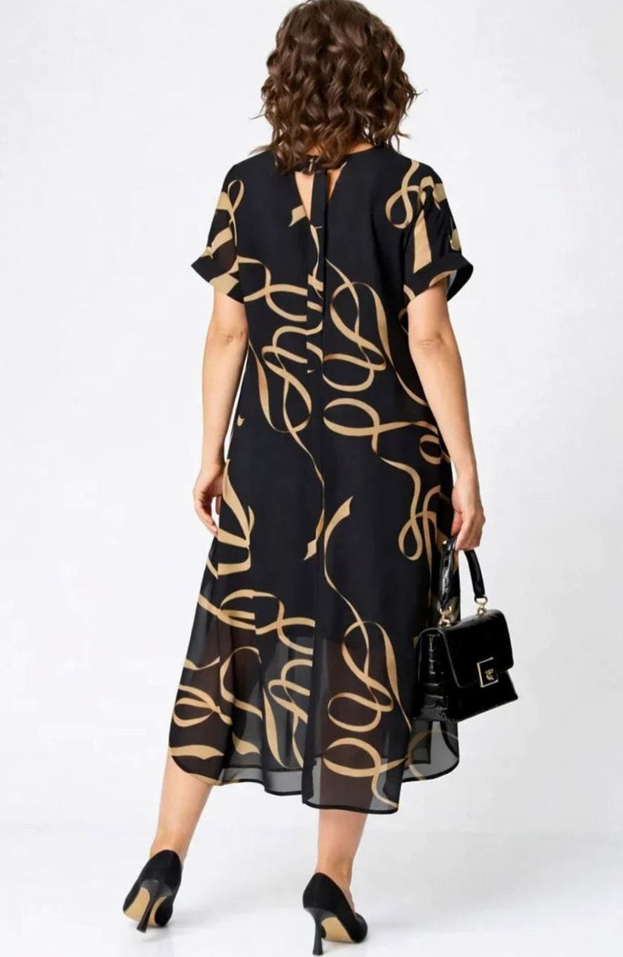 Women's Plus-Size V-Neck Chiffon Midi Formal Dress