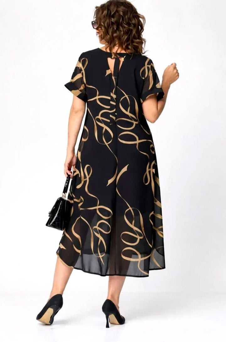 Women's Plus-Size V-Neck Chiffon Midi Formal Dress