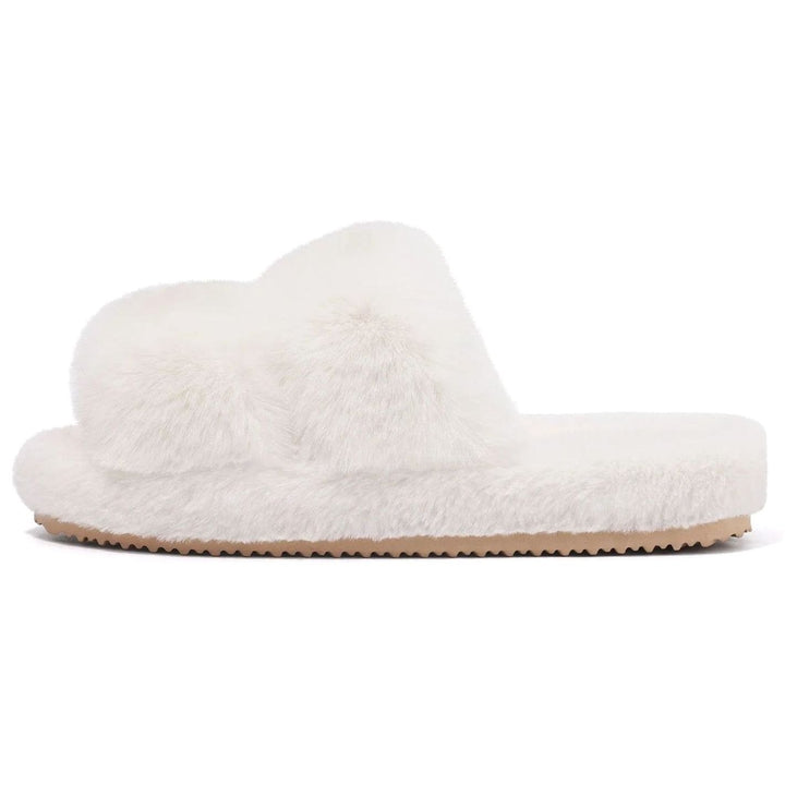 Women's Plush Faux Fur Open-Toe Slide Slippers