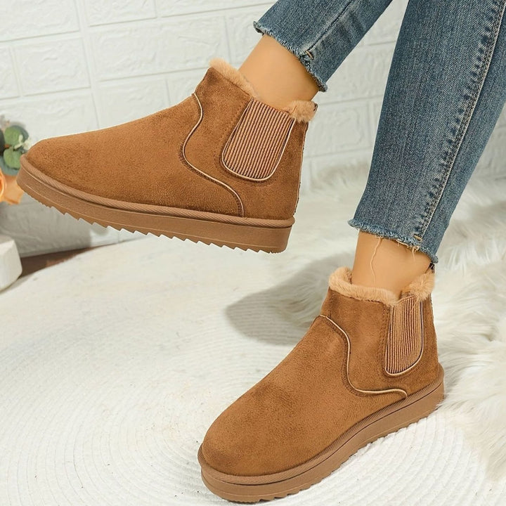 Women's Plush-Lined Slip-On Platform Winter Ankle Boots