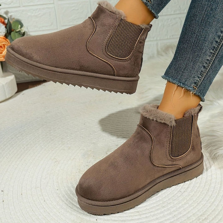 Women's Plush-Lined Slip-On Platform Winter Ankle Boots