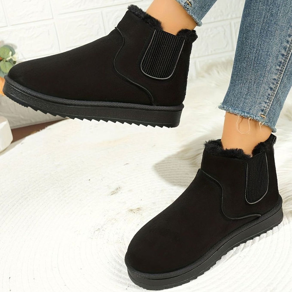 Women's Plush-Lined Slip-On Platform Winter Ankle Boots