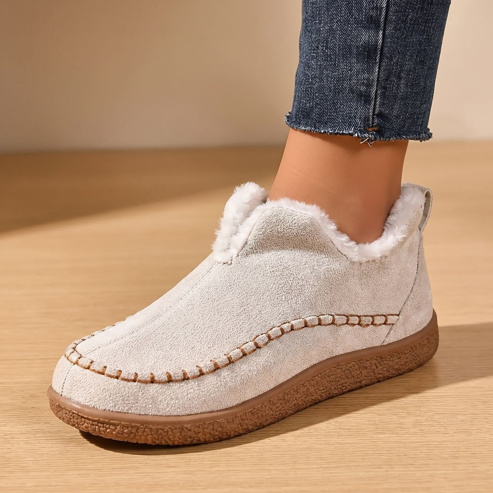 Women's Plush-Lined Slip-On Suede Flat Loafer Shoes