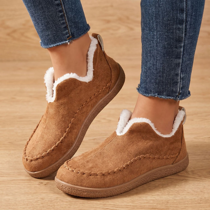 Women's Plush-Lined Slip-On Suede Flat Loafer Shoes