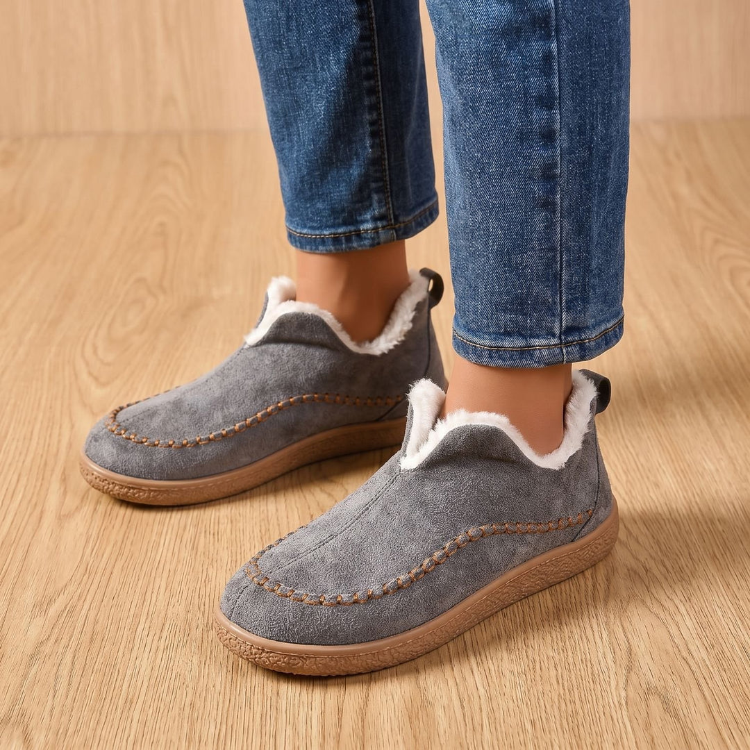 Women's Plush-Lined Slip-On Suede Flat Loafer Shoes