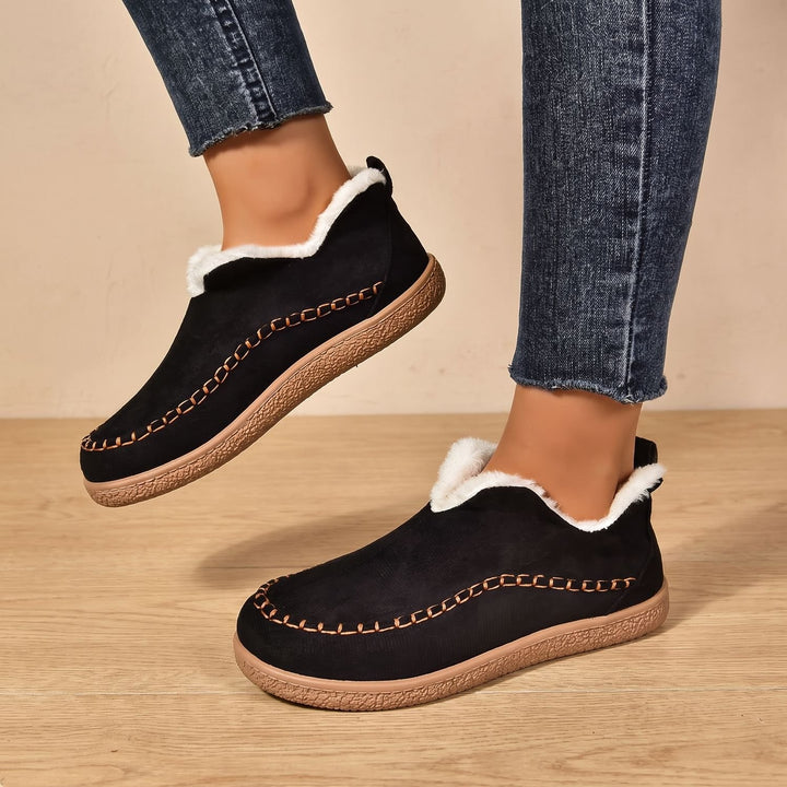 Women's Plush-Lined Slip-On Suede Flat Loafer Shoes