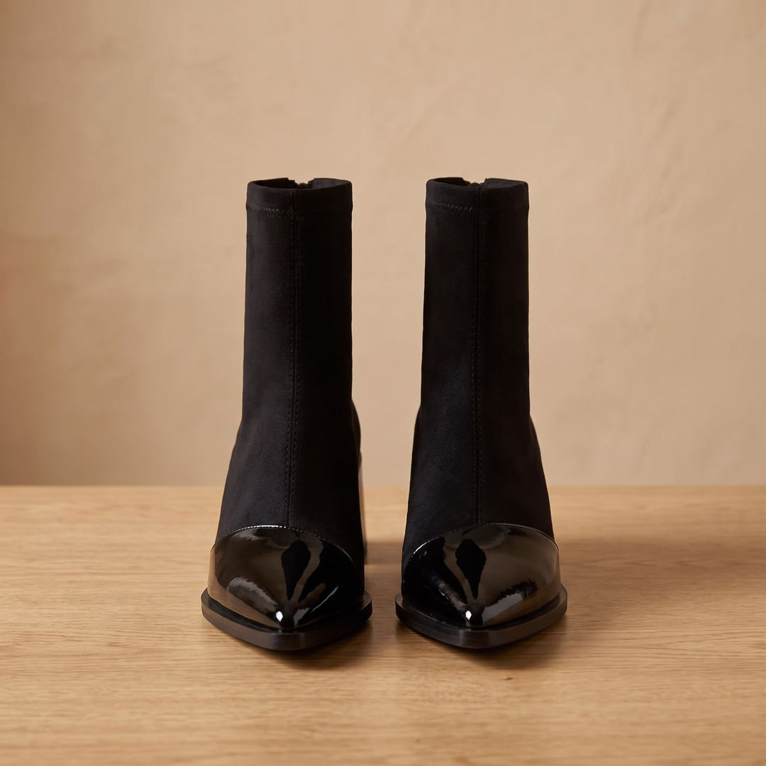 Women's Pointed-Toe Block-Heel Ankle Boots Side-Zip