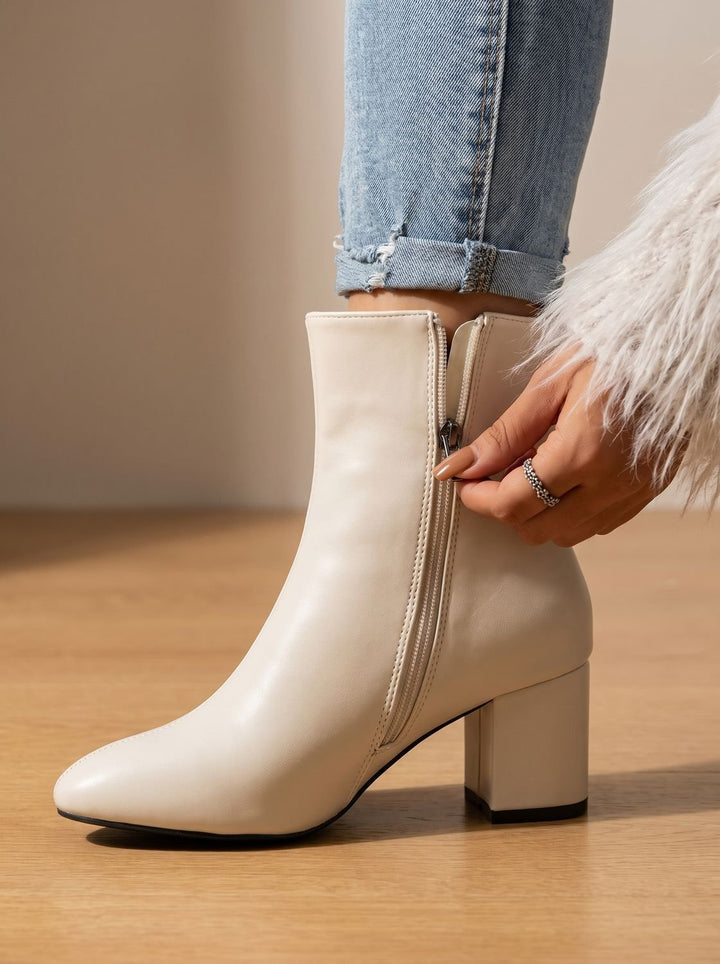 Women's Pointed-Toe Block-Heel Side-Zip Ankle Boots
